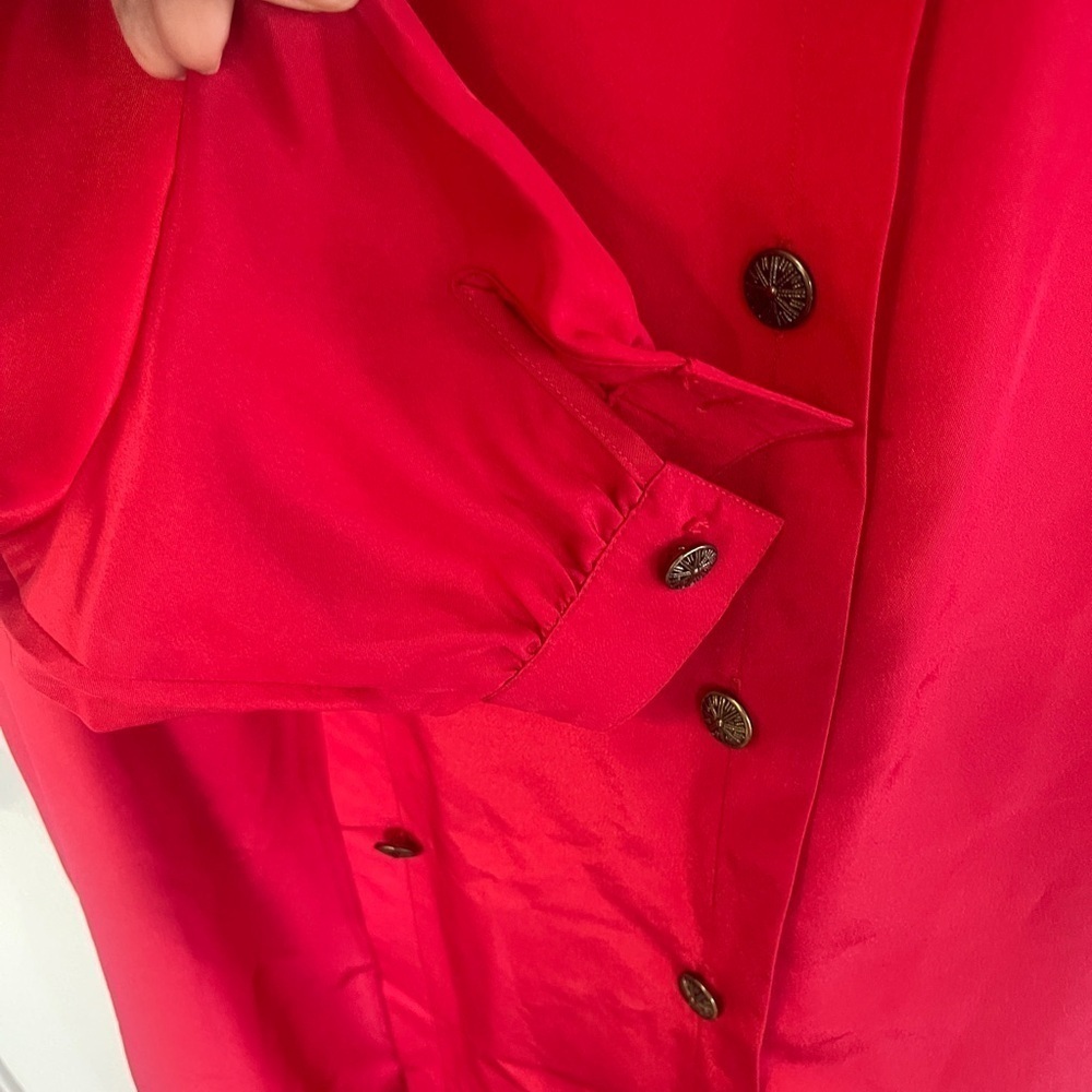 Schraeder Sport Vintage Women’s Size 12 Red Long Trench Coat - Picture 5 of 8